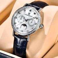 Montre PAGANI DESIGN PD-1789, bracelet en cuir véritable, diamants, luxe, étanche, tendance, quartz, pour femme, vente en gros d'usine.