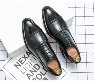 Factory Wholesale <b>Pointed</b> <b>Toe</b> British Style Leather Shoes Cross-border New Hairstyle Loafers for Male Wedding Shoes - Product Image 1