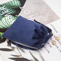Sacs de voyage miniatures en velours, jetables, recyclables, taille personnalisable, haut de gamme, bleus, avec cordon de serrage, pour téléphone portable et bijoux, vente en gros