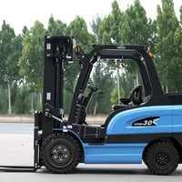 Chariot élévateur électrique personnalisé avec mât et accessoires, 3 tonnes, batterie au lithium, pour la manutention de marchandises industrielles