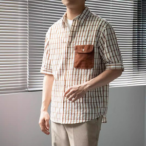 <span class=keywords><strong>Chemise</strong></span> à <span class=keywords><strong>poches</strong></span> à carreaux pour hommes <span class=keywords><strong>Chemise</strong></span> décontractée en coton à manches moyennes <span class=keywords><strong>Chemise</strong></span> d'été à manches courtes pour hommes - Product Image 2