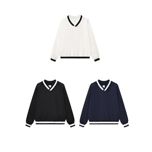 Campus Style 380 Gsm 100% Cotton <b>Mens</b> V Neck Sweatshirt Contrast Stitch <b>Hoodie</b> Longsleeve Cropped Boxy Sudadera Personalizada - Product Image 5
