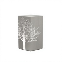 Urne funéraire classique carrée en acier inoxydable avec motif Arbre de Vie – Fournitures funéraires commémoratives en métal