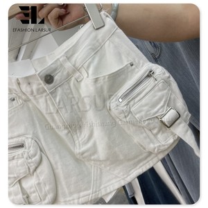 LARSUR Ceinture en coton sergé personnalisée d'usine pour femmes Biker Motorcycle Short Denim Cargo Mini <span class=keywords><strong>Jupe</strong></span> <span class=keywords><strong>Micro</strong></span> Mini <span class=keywords><strong>Jean</strong></span> <span class=keywords><strong>Jupe</strong></span> pour femmes - Product Image 4