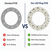 Panneau lumineux LED RVB pour miroir de maquillage avec haute luminosité, performance stable, fabrication de circuits imprimés personnalisés, fourniture d'usine