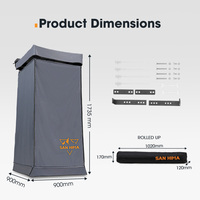 SAN HIMA Tente de Douche Pliable Portable pour Camping, Auvent Latéral pour Voiture, Tente de Toilette et de Bain avec Bande Lumineuse LED Intégrée