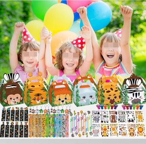 Bracelets, bandeaux, pailles, porte-clés, marque-pages, tampons, autocollants, jouets, boîtes en papier, fournitures pour fête sur le thème de la <span class=keywords><strong>jungle</strong></span> <span class=keywords><strong>et</strong></span> des animaux sauvages - Product Image 2