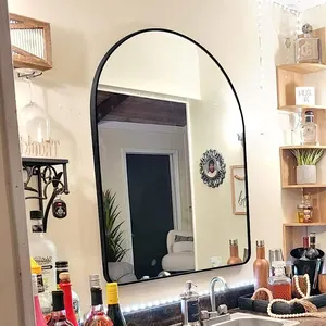 ملصق جداري كبير الحجم غير قابل للكسر مرآة Miroir عتيقة ذهبية غرفة معيشة بيضاوية ديكور جدار