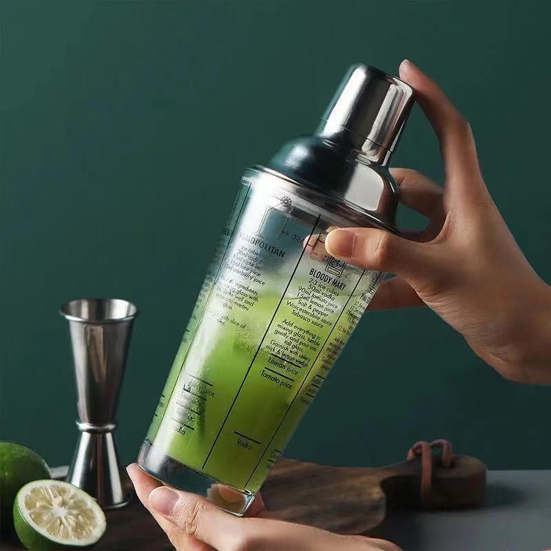 Glass shaker set scale with recipe three-stage shaker cocktail tool hand shaker