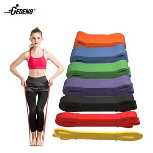 GEDENG China hot sale yoga gym printed logo green long strong rubber stretch elastic resistance bands exercise for working out