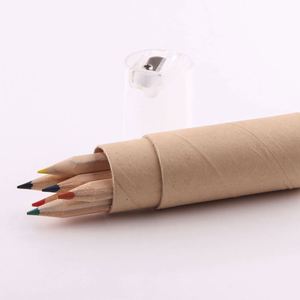 Ensemble de dessin en bois naturel personnalisé avec 6 mini crayons de couleur, kit cadeau pour enfants avec taille-crayon - Product Image 3