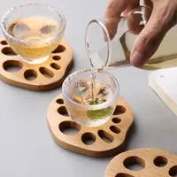 Sous-verres en bois mignon décoratif Lotus racine tasse Pad écologique hêtre caboteur réutilisable tapis creux pour vaisselle bol assiette