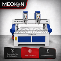 Router CNC para carpintería 1325 con doble husillo, 3 ejes, husillo refrigerado por agua, control NC Studio, para corte de letreros publicitarios, motor y engranajes