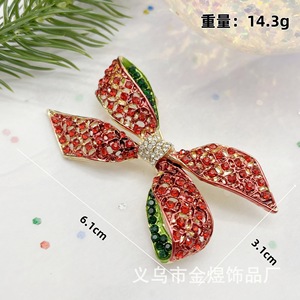 Yiwu <b>Red</b> Bowknot Zinc Alloy Rhinestone Brooch Women's Party Jewelry Pin - Product Image 3