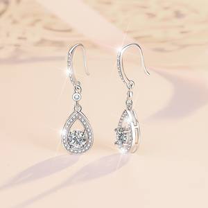 เครื่องประดับต่างหูเงินสเตอร์ลิงสำหรับ VVS 1CT ผู้หญิงเพชรโมอิสซื้อเดี่ยวหินภรรยาเครื่องประดับเงิน - Product Image 3