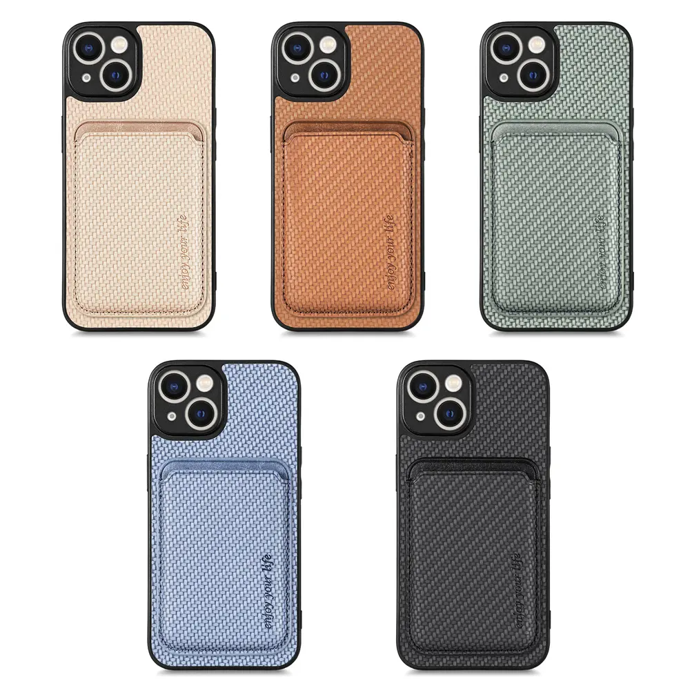 Magnet Attraction Sticker Protective Tpu Leather Carbon Fiber Cell Mobile Cover Magsafe Phone Case For Iphone 12 13 14 Pro Max
