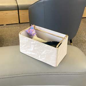 Caja de Almacenamiento de Cuero, Rectangular, Cuadrada, con Patrón de Mármol Blanco y Negro, Organizador de Cosméticos de Escritorio, Tipo Vertical, Decorativa - Product Image 5