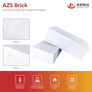 อิฐทนไฟ AZS แบบหล่อหลอมผสม คอรันดัม ซิรโคเนีย ของ KERUI สำหรับเตาเผาแก้ว - Product Image 3