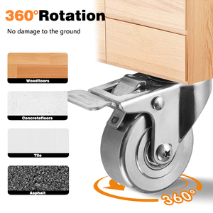 M10 Praktische mobile Rad rolle Starre drehbare Fests tell bremse 1,5 Zoll 2 Zoll Edelstahl Light Duty Caster - Product Image 4