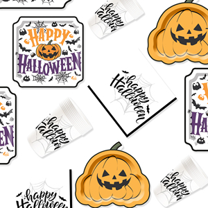 DAMAI Nuevo Juego de Vajilla de Halloween con Diseño de Plato de Calabaza, Incluye Plato y Vaso de Papel Desechables para Suministros de Fiesta de Halloween - Product Image 2