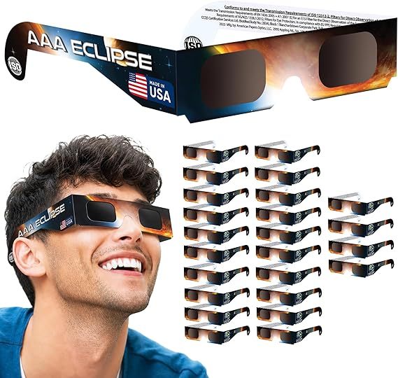 Solar Eclipse Glasses 2026, AAS Approved, ISO 12312-2 CE Certified, Safe Solar Viewers for Total Eclipse Viewing