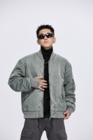 Blouson Bomber Homme Américain Vintage Oversize en Nylon Épais Col Montant Zippé Décontracté Automne Imperméable Écologique