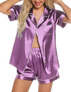 Valentine's Day Custom Polyester Satin Sleepwear Christmas Girl Short Pyjamas Two-Piece Button-Down <strong>Pj</strong> Elegant Thermal Plus Size - Product Image 6
