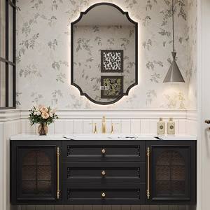 Mueble de Baño de Pared Integrado de Roble y Cerámica de Estilo <span class=keywords><strong>Retro</strong></span> Francés con <span class=keywords><strong>Lavabo</strong></span> y Encimera - Product Image 4