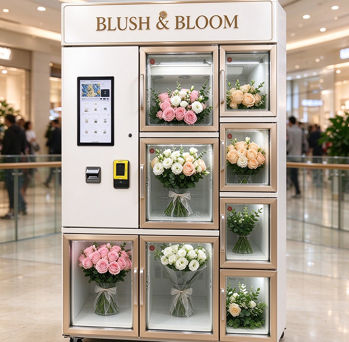 Triple Integral Types 24 Hour Flower Vending Machine Intelligent Locker Type Floral Vending ...
