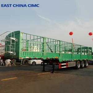 Trung quốc giá thấp chăn nuôi Giao thông vận tải 60 tấn hàng rào Trailer bán với 3 trục