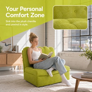 Sillón Cama Convertible Moderno de Tela Verde, Sofá Cama Individual Extraíble, Mueble Multifuncional para Ahorrar Espacio en la Sala de Estar - Product Image 3