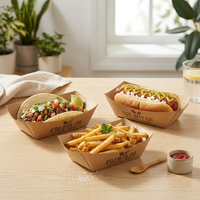 Envase Ecológico Desechable de Papel Kraft para Alimentos, con Logotipo Personalizado, Resistente a la Grasa, para Tacos y Hot Dogs
