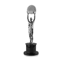 Statue en métal plaqué or 3D moderne de haute qualité, figurine tenant un logo, cadeau d'affaires personnalisé