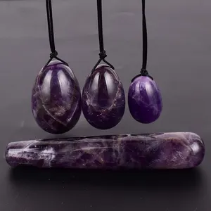 Produk Yoni DIY grosir efektif penyembuhan kristal amethyst telur yoni untuk latihan vagina