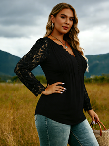 Camisa Holgada de Verano para Mujer, Estilo Europeo, Informal, de Encaje, Manga Larga, Talla Grande, con Fibra de Leche, 180g, Joyinspring - Product Image 4