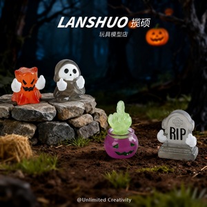 Figura de fantasma 3D de Halloween, decoración en miniatura de resina, adorno de escritorio para interiores, brilla en la oscuridad, tema de calavera de calabaza - Product Image 5