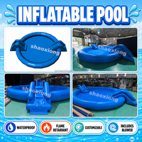 Piscine gonflable commerciale personnalisée avec double toboggan pour enfants, piscine de jeu aquatique pour jardin, piscine familiale pour fêtes en plein air