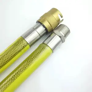 Stainless steel British quick connect yellow natural gas hose pipe flexible rubber hydraulic flexible gas connector hose