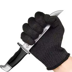 High cut level ANSI A9 cut resistant work thickened TDM F Stainless wire yarn 7 gauge knitting mesh anti cutting safety gloves