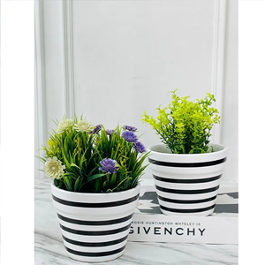 Jardinières rayées PAP16, élégantes jardinières d'intérieur et d'extérieur, pot de fleurs décoratif, jardinière moderne pour la maison, balcon - Product Image 2