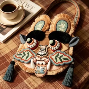 Fashion Polyester Embroidered Plush <b>Toy</b> <b>Tiger</b> Head Backpack & Crossbody Bag with 3D Plush Embroidery - Product Image 5
