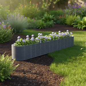 Fioriera da Giardino Rialzata in Acciaio Verniciato a Polvere Grigia per Uso Esterno - Product Image 2