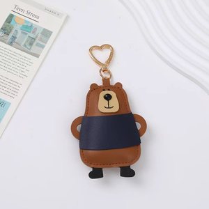 1. Cute PU Leather Animal Keychain Cartoon Bear <b>Chicken</b> Bag Charm Pendant Wholesale Custom <b>Gift</b> Key Ring - Product Image 3