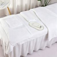 Lot de 5 pièces en gros pour salon de beauté : Ensemble complet de linge de lit et de serviettes jacquard en polaire corail pour massage et spa