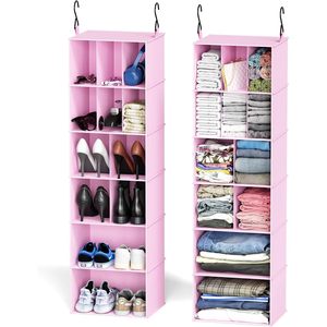 Hanging Closet Organizer 24 Compartments Non Woven Fabric <b>Storage</b> Shelf For Bedroom Wardrobe <b>Shoe</b> Clothes Organizing - Product Image 2
