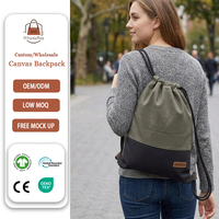 Sac à dos personnalisé simple grande capacité avec cordon de serrage, en toile de coton robuste, idéal pour la gym ou le quotidien, réutilisable