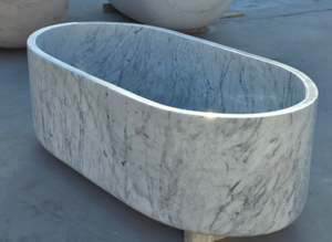 Baignoires ovales modernes sur mesure de luxe, exclusives, en marbre blanc/carrara, autoportantes, pour salle de bain, villa, hôtel - Product Image 3