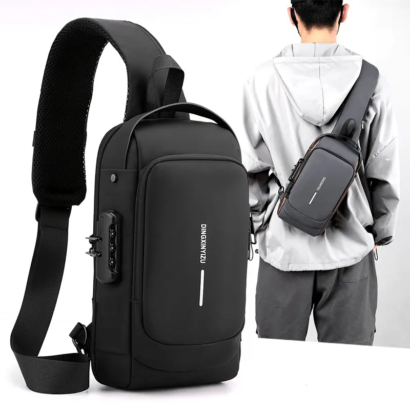 New waterproof scratchproof motorcycle bag password anti-theft usb men shoulder chest bag casual multi-functional messenger bag