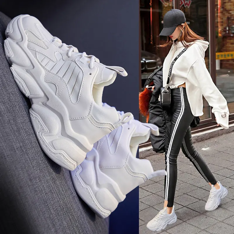 Baskets vulcanisées blanches de haute qualité pour femmes, chaussures décontractées à la mode pour papa, chaussures de marche à plateforme, Offre Spéciale, 2021
