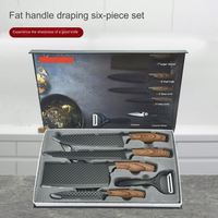 Fabriekskeukenmessenset met afgedekte handgrepen, zesdelig, inclusief koksmes en groente-/fruit schaar